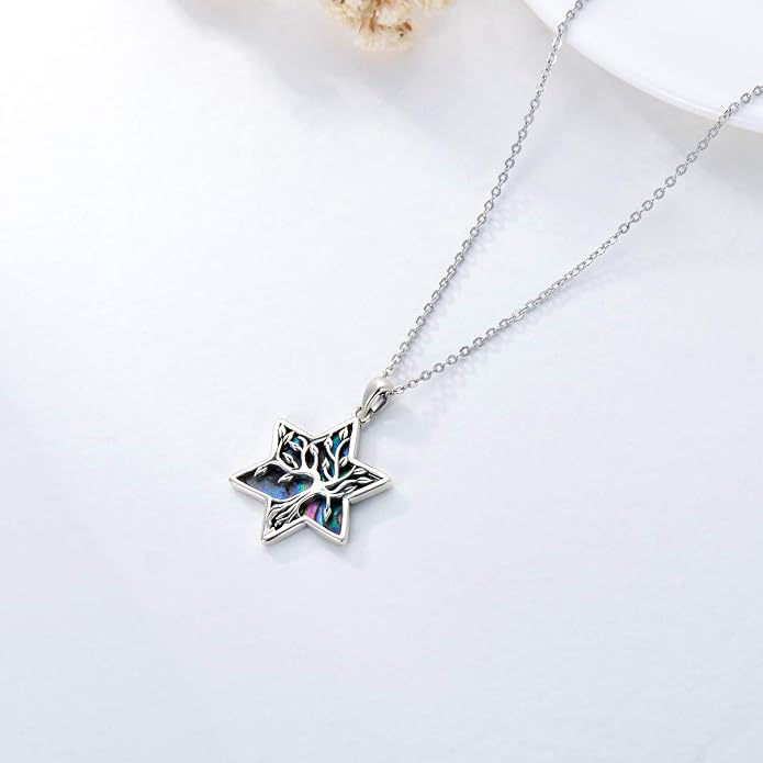 ONEFINITY Tree of Life Necklace 925 Sterling Silver Abalone Shell Celtic Knot Pendant Necklace for Women Jewelry