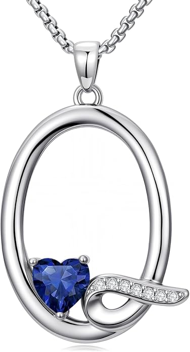 Birthday Gifts for Women Alphabet A to Z Initial Birthstone Pendant Necklaces for Women - 18k White Gold Plated Personalized Name Jewelry Anniversary Graduation Gifts for Wife Her Daughter Girlfriend(with Gift Box)