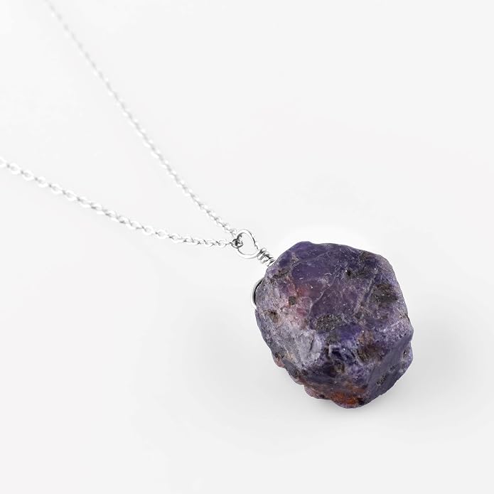Raw Multi Gemstone Pendant Necklace for Women, Healing Crystal Chakra Stone Birthstone, 925 Sterling Silver Birthday Christmas Gifts for Her