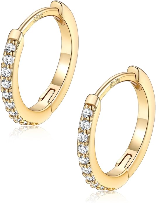 FaithHeart 925 Sterling Silver Post Huggie Hoop Earrings for Women, Silver Small Hoop Earring, Hypoallergenic Cartilage Earrings for Women