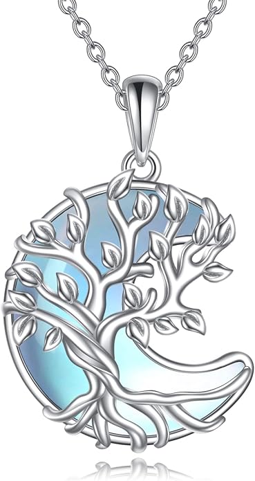 YAFEINI 925 Sterling Silver Moonstone Necklace Filigree Teardrop Pendant Necklace Jewelry for Women Girls
