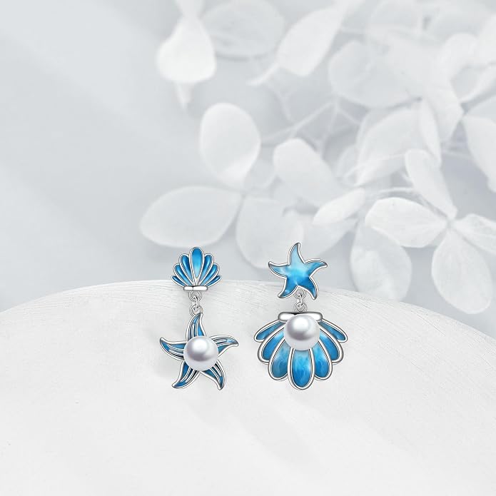 Beach Starfish Earrings for Women Sterling Silver Starfish Jewelry Gifts