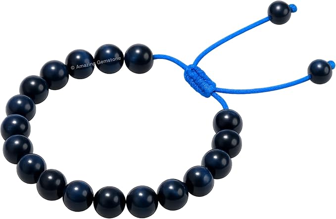Amazing Gemstone Blue Tiger Eye Bracelet for Women Men's Gifts - Protection Healing Crystal Bracelet - 8mm Gemstone Beaded Adjustable Bracelet Pulseras para Hombres Mujer Stocking Stuffers
