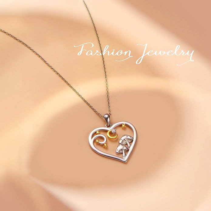 DAOCHONG S925 Sterling Silver Crescent Phases Moon Pendant Necklace for Women Jewelry