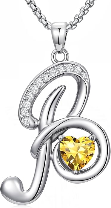 Birthday Gifts for Women Alphabet A to Z Initial Birthstone Pendant Necklaces for Women - 18k White Gold Plated Personalized Name Jewelry Anniversary Graduation Gifts for Wife Her Daughter Girlfriend(with Gift Box)