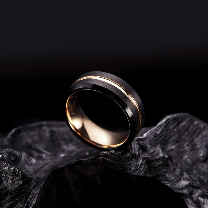 King Will Tungsten Carbide Wedding Band for Men Women-6/8/10mm Width Multicolor Available with Grooved Center Wedding Ring Suitable for Work, Gym Comfort Fit Size 4-16
