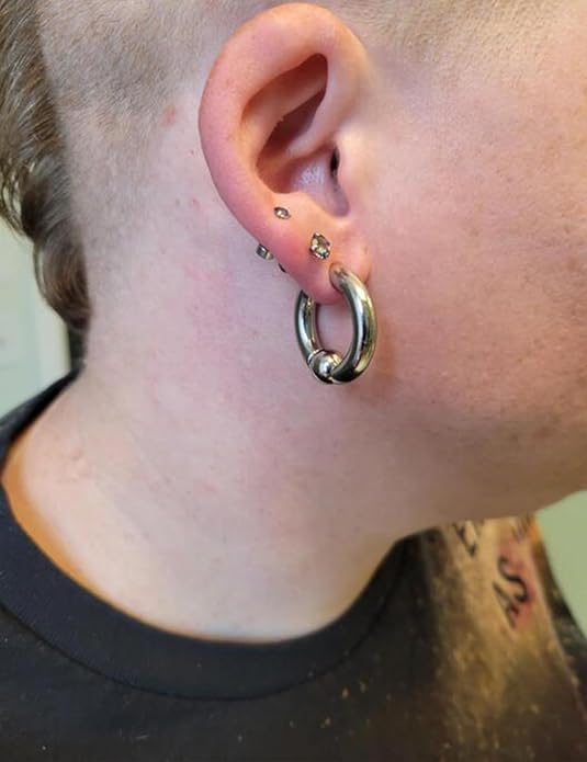 00G 0G 2G 4G 6G 8G 10G 12G 14G 16G Septum Rings Silver Black Surgical Steel Heavy Gauges Earrings Stretching kit Eyebrow Lip Septm Nose Rings Helix Tragus Daith Rook Earrings Hoops 10mm-19mm