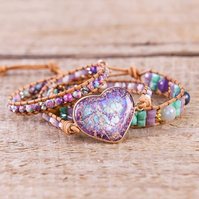 YGLINE Natural Stone Bracelet 3 Wraps Bracelet Handmade Boho Bracelet for Women Bracelet