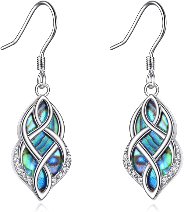 Abalone Shell Dangle Drop Earrings for Women 925 Sterling Silver Filigree Bohemian Earrings Jewelry Gift