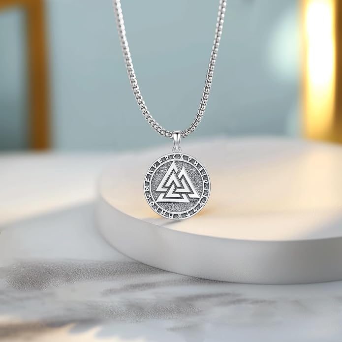 Thors Hammer Necklace/Viking Tree of Life/Valknut/Vegvisir/Triskelion/Sword/Spear Point Arrowhead/Urn Necklace for Ashes/Compass Necklace 925 Sterling Silver Amulet Jewelry for Men Women