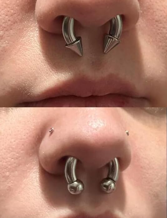 00G 0G 2G 4G 6G 8G 10G 12G 14G 16G Septum Rings Silver Black Surgical Steel Heavy Gauges Earrings Stretching kit Eyebrow Lip Septm Nose Rings Helix Tragus Daith Rook Earrings Hoops 10mm-19mm