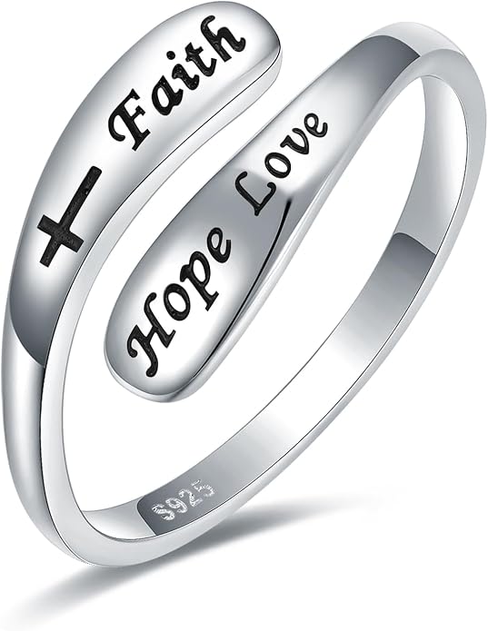925 Sterling Silver Inspirational Adjustable Rings - Personality Encouragement Jewelry Gift For Women