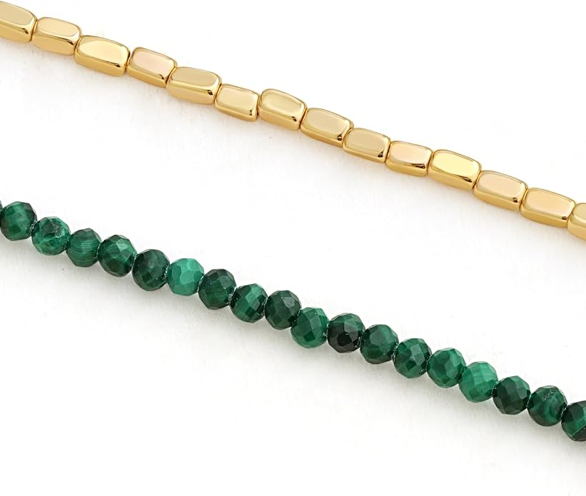DREMMY STUDIOS Gold Anklet Bracelets for Women 14K Gold Plated Stone Handmade Beaded Link Chain Anklets Jewelry Gift