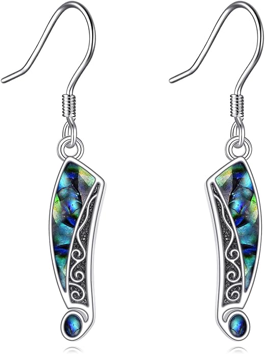 Abalone Shell Dangle Drop Earrings for Women 925 Sterling Silver Filigree Bohemian Earrings Jewelry Gift