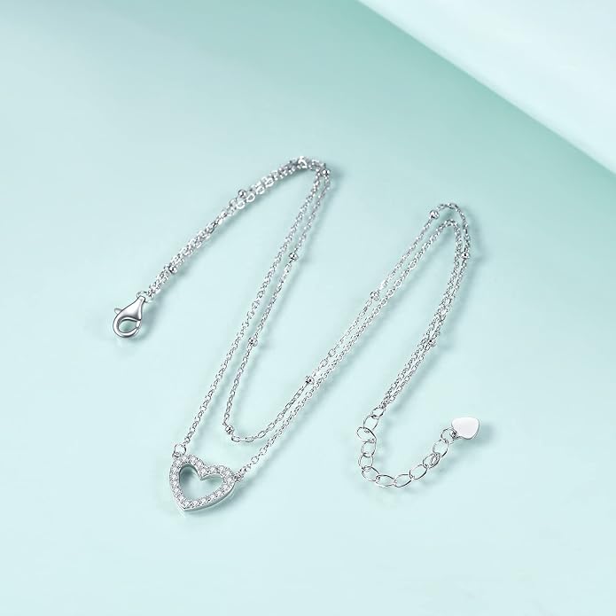 Rnivida 925 Sterling Silver Anklet for Women, Multilayer Foot Chain Adjustable Ankle Bracelet for Women