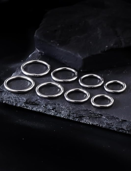 20G 18G 16G 14G 12G 10G 8G 6G Nose Rings Hoops 316l Surgical Steel Clicker Septum Lip Ring Tragus Helix Daith Rook Conch Snug Cartilage Lobe Earrings Hoop Piercing Jewelry For Women Men