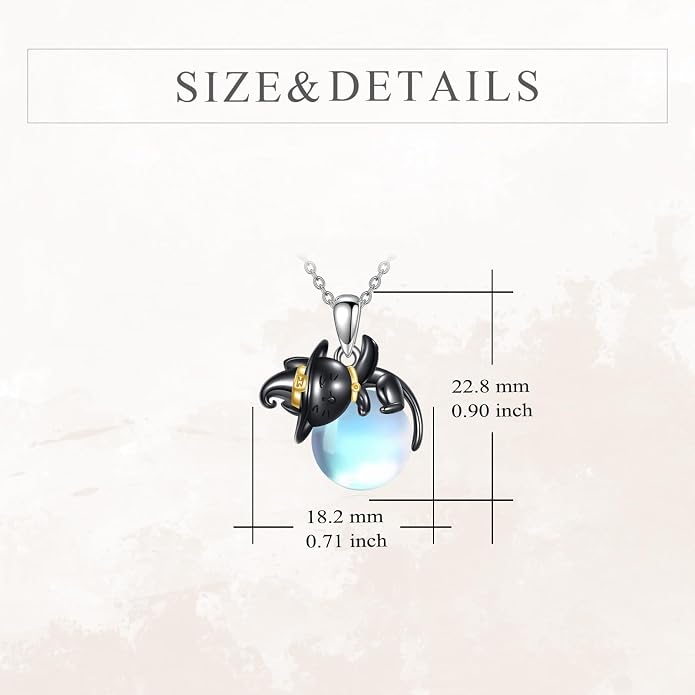 Cat Necklace Sterling Silver Cat Zircon Pendant Gothic Jewelry for Women Animal Lovers Gifts