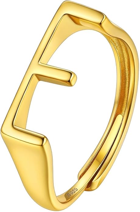 SILVERCUTE 925 Sterling Silver Initial Rings for Women,Adjustable Capital Letter Ring Hypoallergenic,Minimalist 925 Silver Rings for Mother Daughter
