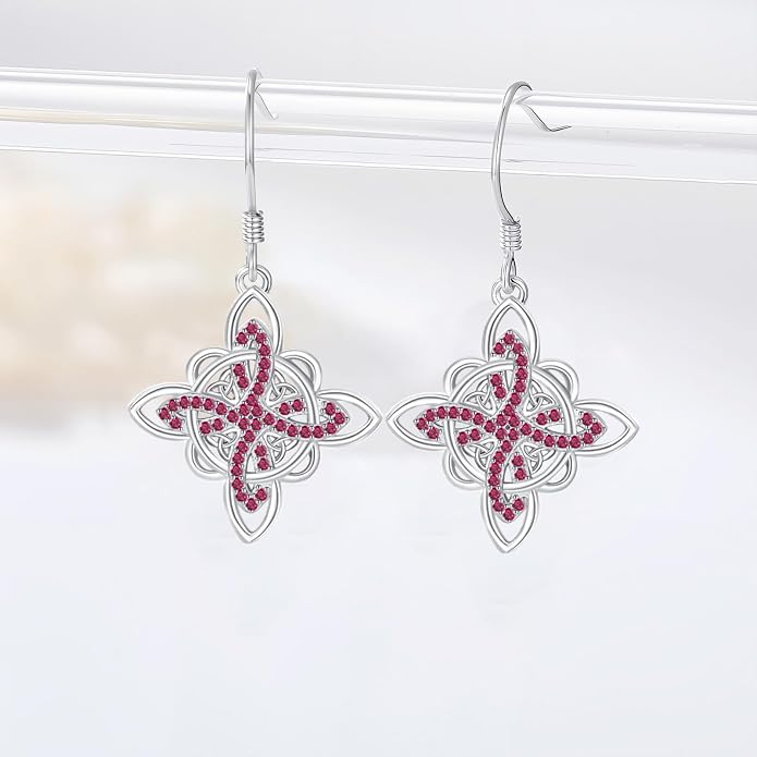 Celtic Knot Earrings 925 Sterling Silver Abalone Drop Dangle Celtic Earrings Gifts for Women