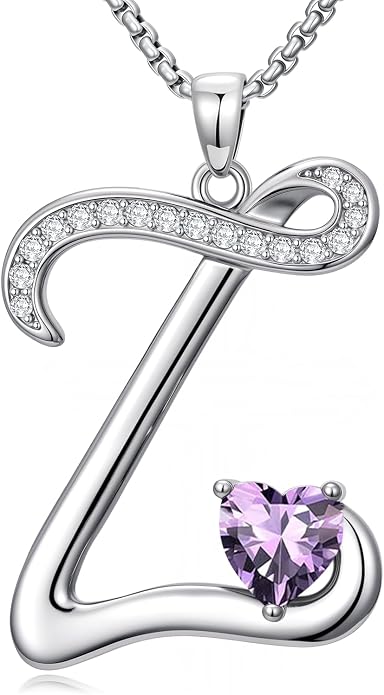 Birthday Gifts for Women Alphabet A to Z Initial Birthstone Pendant Necklaces for Women - 18k White Gold Plated Personalized Name Jewelry Anniversary Graduation Gifts for Wife Her Daughter Girlfriend(with Gift Box)
