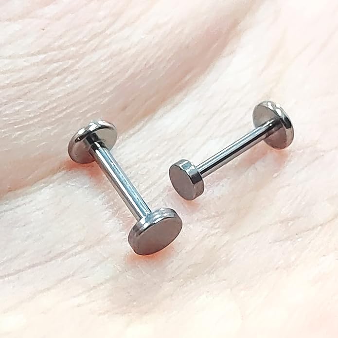3pcs G23 Titanium 20G/18G/16G 6mm/8mm/10mm/12mm Press Fit Threadless Push Pop 2.5mm 3mm 4mm Flat Top 4mm Flat Back Piercing Lip Stud Earring Labret Monroe Lip Ring Tragus Cartilage Earring Stud