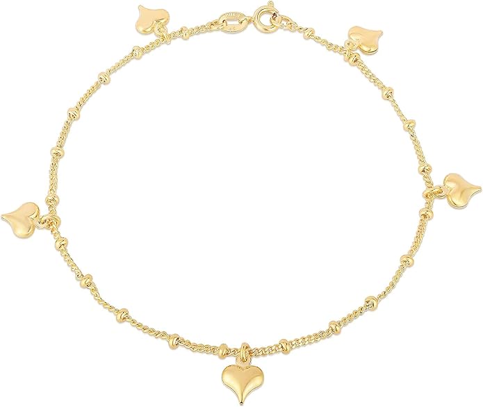 Savlano 14K Gold Plated 10 Inches Pendant Charm Chain Summer Anklet for Women Comes With a Gift Box