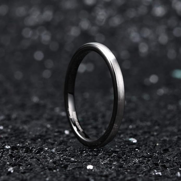 King Will Wedding Band for Men Women, 2/4/6/7/8mm Domed Matte Brushed Tungsten Carbide Rings, Solid/Dual Color Engagement Rings, Comfort Fit