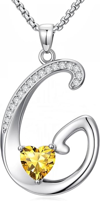 Birthday Gifts for Women Alphabet A to Z Initial Birthstone Pendant Necklaces for Women - 18k White Gold Plated Personalized Name Jewelry Anniversary Graduation Gifts for Wife Her Daughter Girlfriend(with Gift Box)