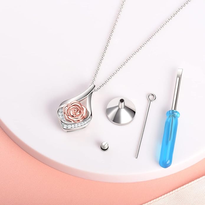 Cremation Jewelry 925 Sterling Silver Teardrop Urn Necklace for Ashes Heart Shape Memorial Keepsake Pendant for Human Ashes for Women Gift