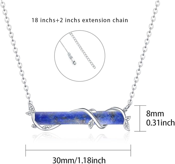Bar Opal Leaf Necklace For Women S925 Sterling Silver White Opal Pendant with Leaf Charm Bar Pendant Jewelry Gift For Mom Daughter Wife