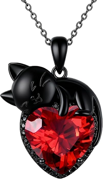 Cat Necklace Sterling Silver Cat Zircon Pendant Gothic Jewelry for Women Animal Lovers Gifts