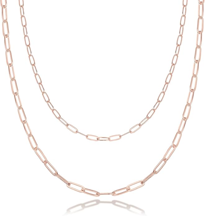PAVOI 14K Gold Plated Dainty Layering Necklaces for Women | Snake Chain, Curb Link, Paperclip Layered Chains | Trendy Layering Necklace