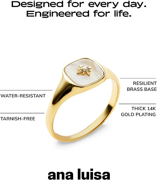 Ana Luisa Gold Rings for Women - 14K Gold Plated Rings for Women Non Tarnish - Trendy Stacking Ring for Daily Wear - Twisted, Heart, Eternity Ring Styles - Hypoallergenic & Water-Resistant Jewelry