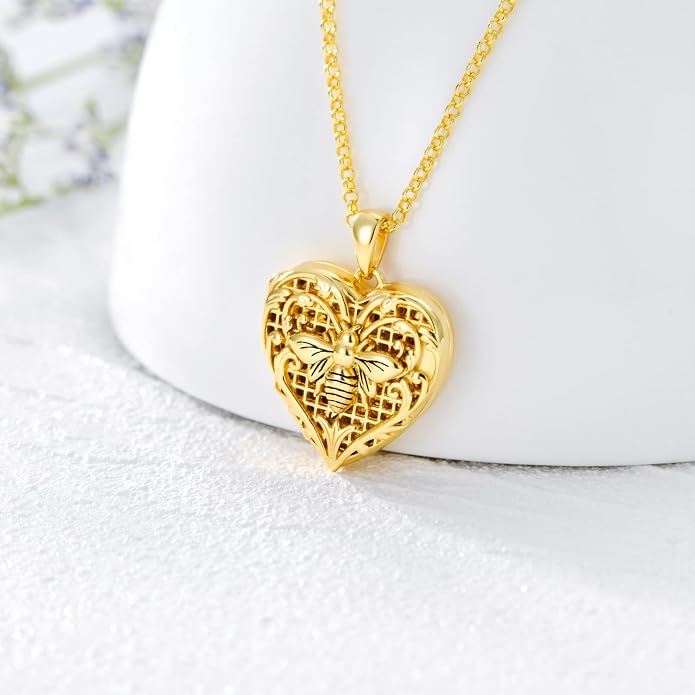 SOULMEET Personalized Silver Locket Necklace That Holds Pictures Photo Keep Someone Near to You, Memorial Custom Lockets Necklaces Letters Engraving for His Her