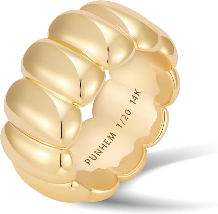 Gold Cross Statement Rings for Women 14K Gold Silver Tone Non Tarnish Cute Band High Polished Smooth Comfort Fit Size 5-10
