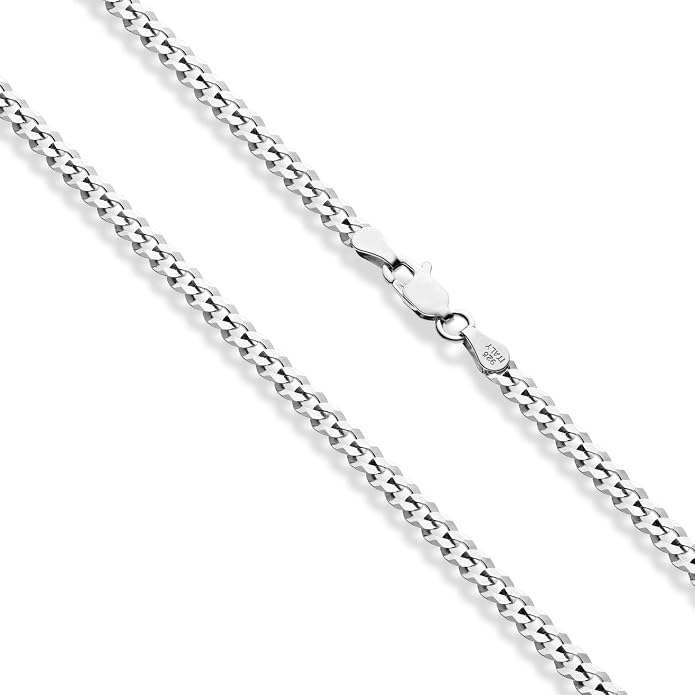 Miabella 925 Sterling Silver, 18K Gold Plated 925 Sterling Silver Figaro, Beaded Singapore, Sparkle, Cuban Link Chain, Choker Necklace for Women Made in Italy