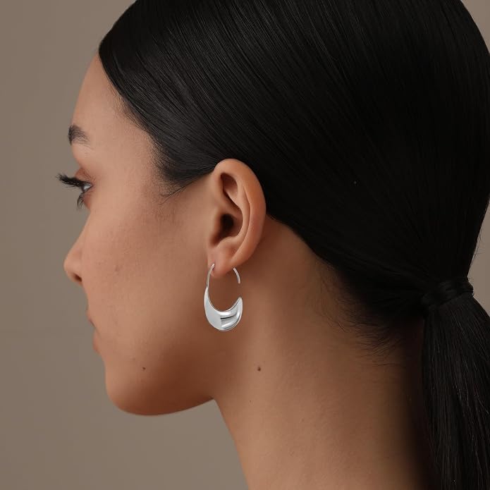 LeCalla 925 Sterling Silver Drop Ear Cuffs Earrings | Lightweight Threader Wire Shaped Teardrop Dangle Earring for Women | Hypoallergenic Piercing Gifts for Her