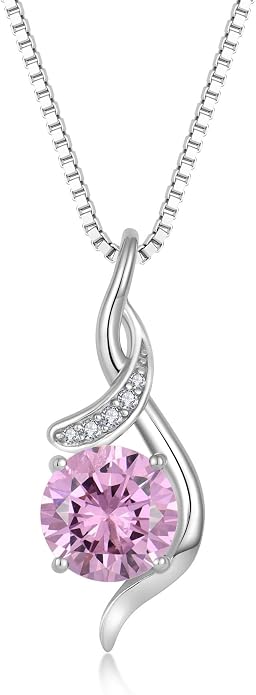 Women‘s Birthstone Pendant Necklace S925 Sterling Silver Imitation Diamond Infinity Necklace Jewelry Gift for Her