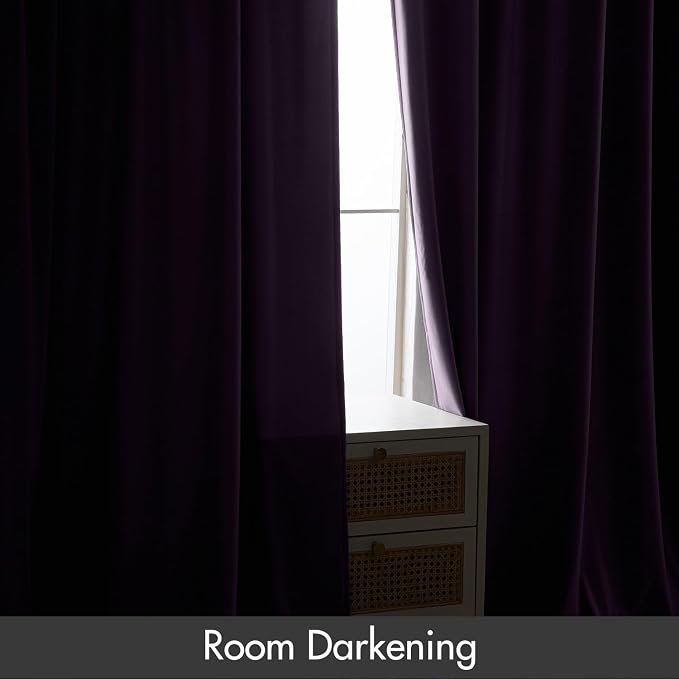 MIULEE Purple Blackout Velvet Curtains Drapes 90 Inch Long 52"x90" Bedroom | Luxurious Bedroom Living Room Decor, Room Darkening, Thermal Insulated, Rod Pocket Design, Super Soft Fabric