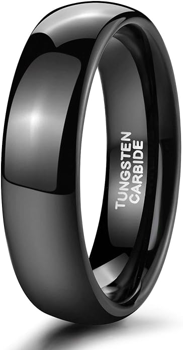 TRUMIUM 2mm 4mm 6mm 8mm Black Tungsten Ring for Men Women Wedding Band Domed High Polish Comfort Fit 4-15
