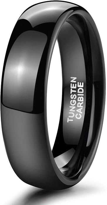 TRUMIUM 2mm 4mm 6mm 8mm Black Tungsten Ring for Men Women Wedding Band Domed High Polish Comfort Fit 4-15