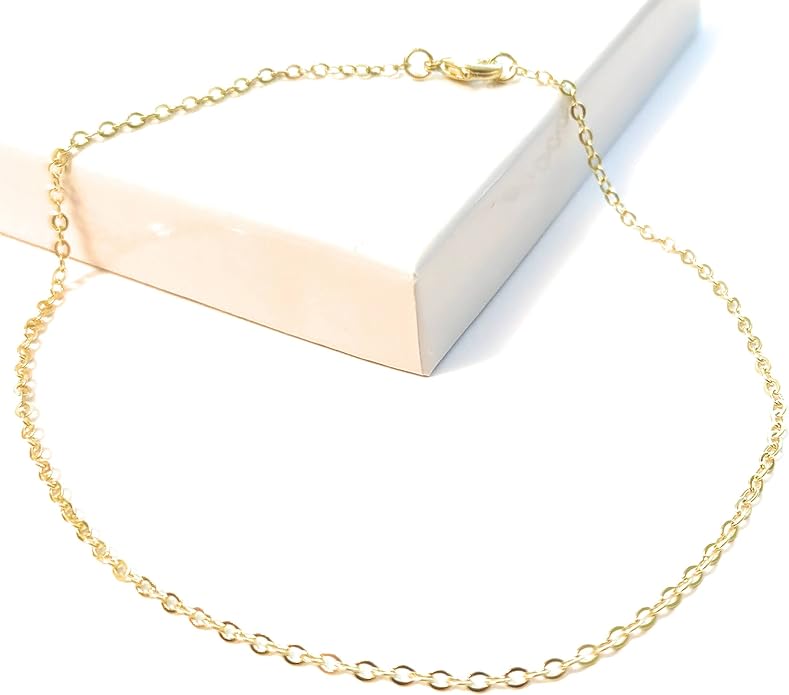 10 Inch Minimalist Anklet Plated Gold Fine Link Stainless Steel Chain Stylish Cable Style Ankle Bracelet Gift Boxed