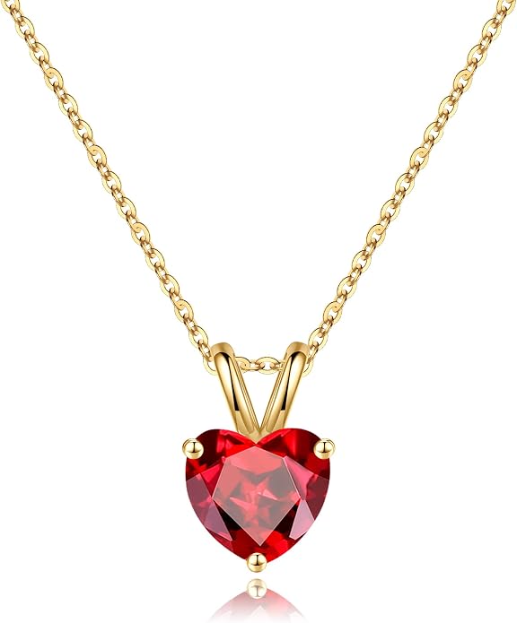 SMILEST Dainty Heart Birthstone Necklace for Women, 925 Sterling Silver Necklace Sparkling Heart Pendant, Anniversary Birthday Gifts for Women Mom Wife Daughter Girlfriend Grandma