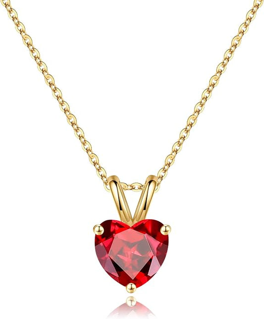 SMILEST Dainty Heart Birthstone Necklace for Women, 925 Sterling Silver Necklace Sparkling Heart Pendant, Anniversary Birthday Gifts for Women Mom Wife Daughter Girlfriend Grandma
