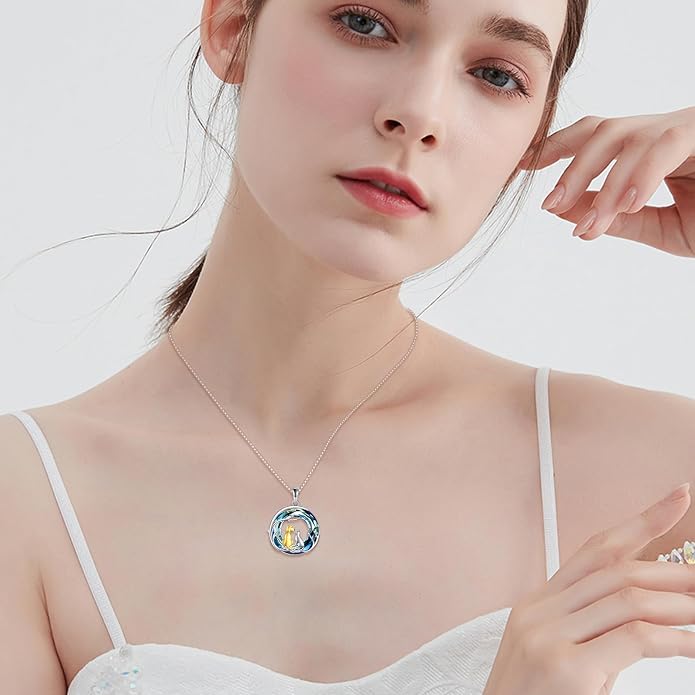 Cat Necklace Sterling Silver Cat Zircon Pendant Gothic Jewelry for Women Animal Lovers Gifts