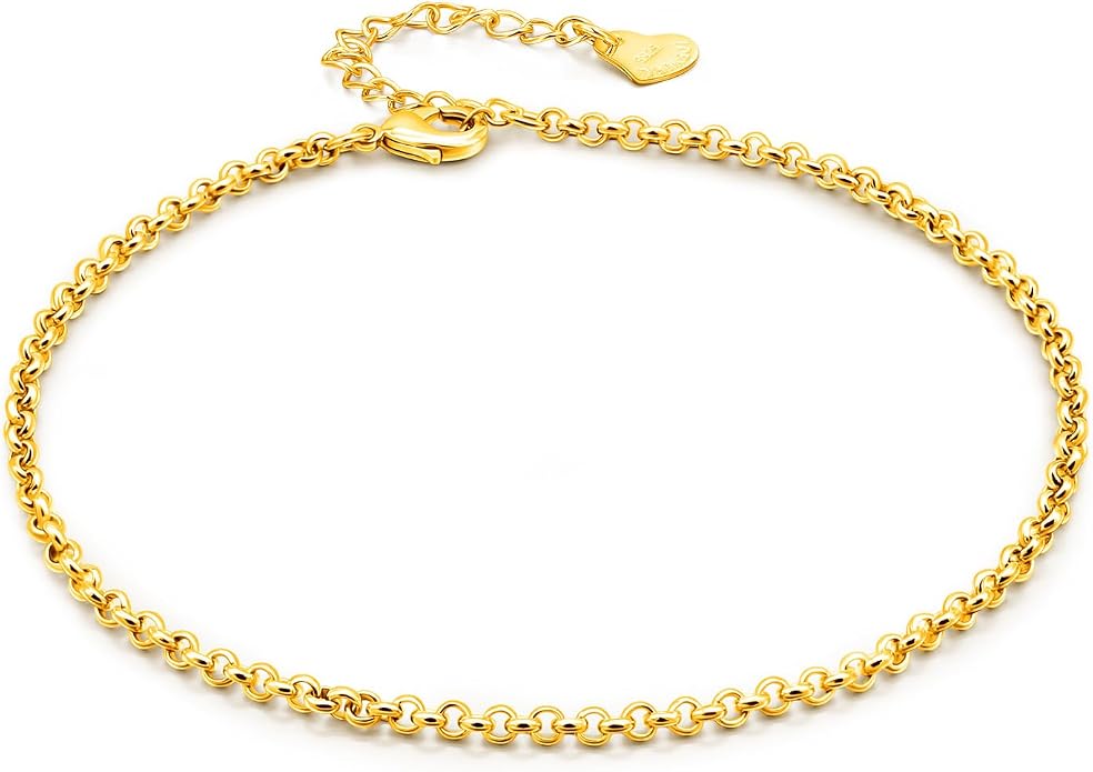 Dankadi Women 925 Sterling Silver Anklets Bracelet Men Simple Chopin/Box Chain/Twist Rope Chain Summer Beach Foot 24k Gold Plated Jewelry Gift