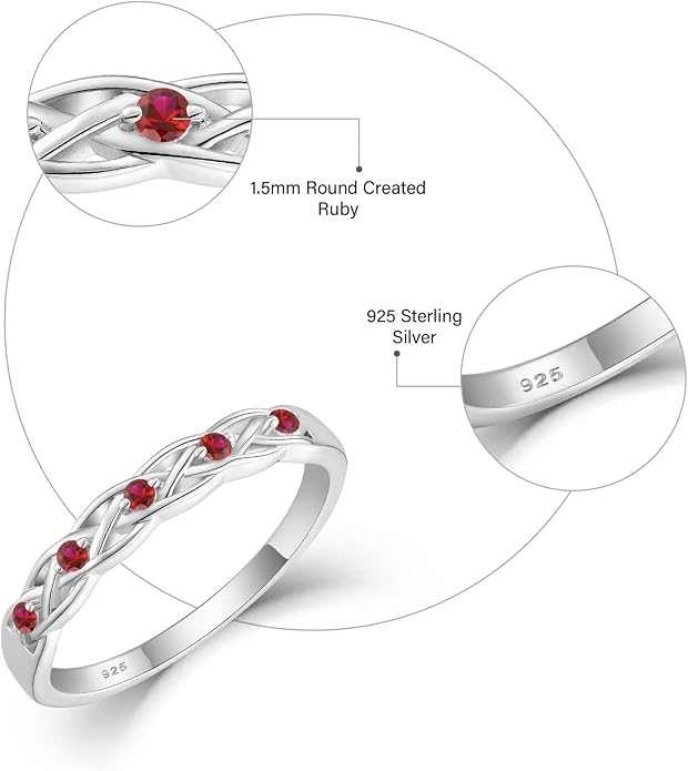 Infinity Celtic Knot Ring 925 Sterling Silver Twisted Knot Birthstone Ring Statement Rings for Women Size 5-10