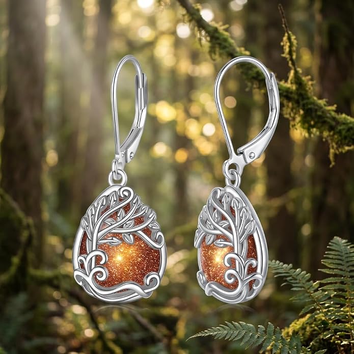 Teardrop Tree of Life/Filigree Earrings for Women Dangle Leverback Earrings Jewelry Gift Anniversary For Her