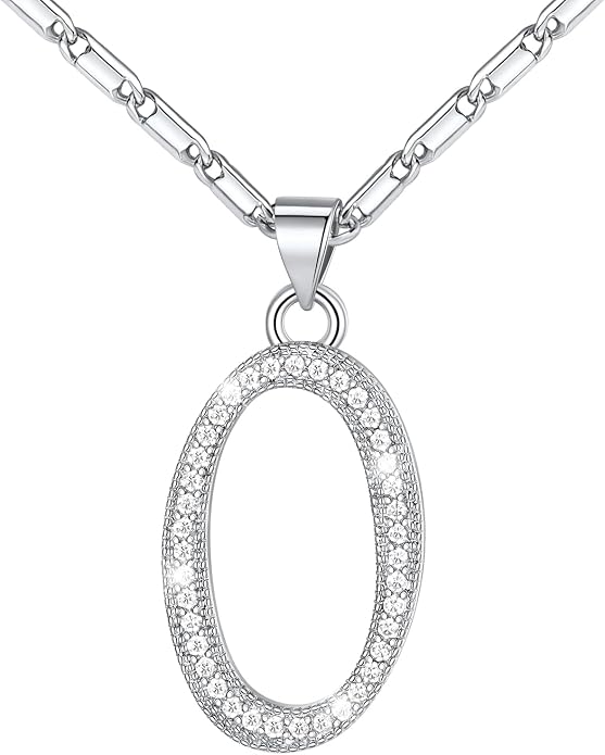 U7 Initial Necklace for Women, Gold/Platinum Plated CZ Crystal Letter A-Z Pendant Necklace, Shiny 20 Inch Name Chain Dainty Personalized Jewelry for Men Mom Wife Friend