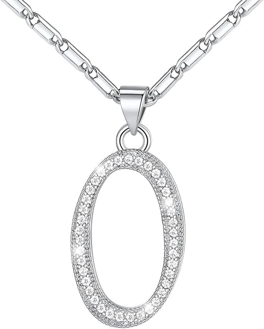 U7 Initial Necklace for Women, Gold/Platinum Plated CZ Crystal Letter A-Z Pendant Necklace, Shiny 20 Inch Name Chain Dainty Personalized Jewelry for Men Mom Wife Friend